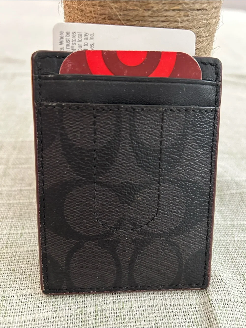 Coach Men's Black and gray Signature Card Holder